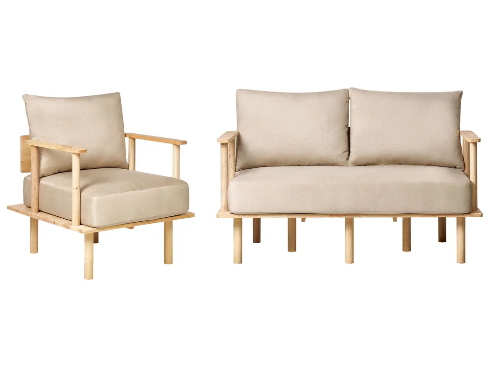 Living Room Set 3 Seater ASKER Fabric Beige