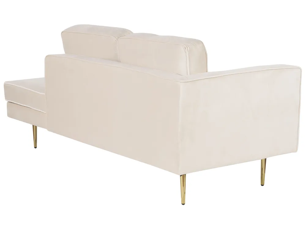 Left-Hand Chaise Longue MIRAMAS Velvet Beige_848637