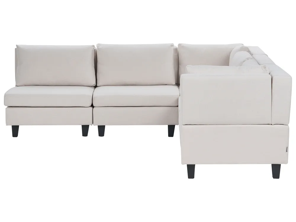 Modular Corner Sofa 5 Seater UNSTAD Fabric Light Beige Left Hand_925384