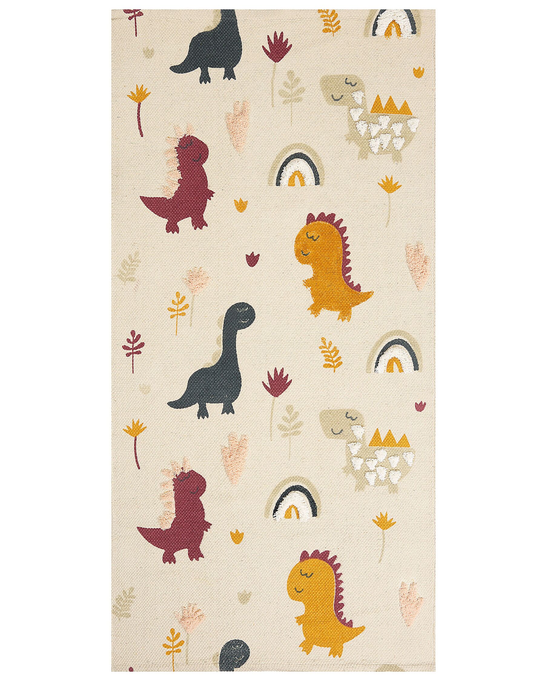 Tapis enfant imprimé dinosaure en coton 80 x 150 cm multicolore TIOP_866500