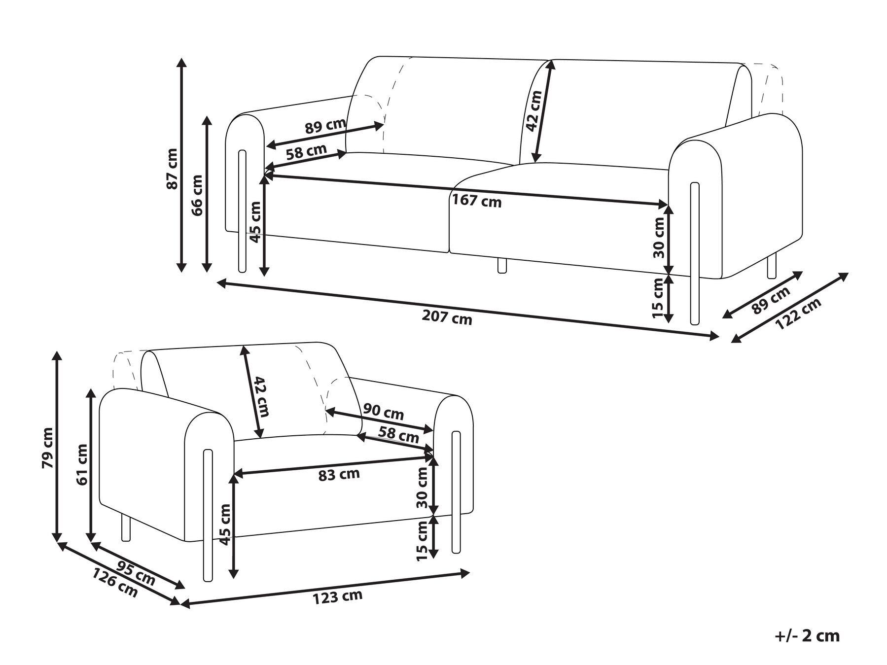 Fabric Living Room Set Brown ASKIM_917721 Fabric Living Room Set Brown ASKIM_917721