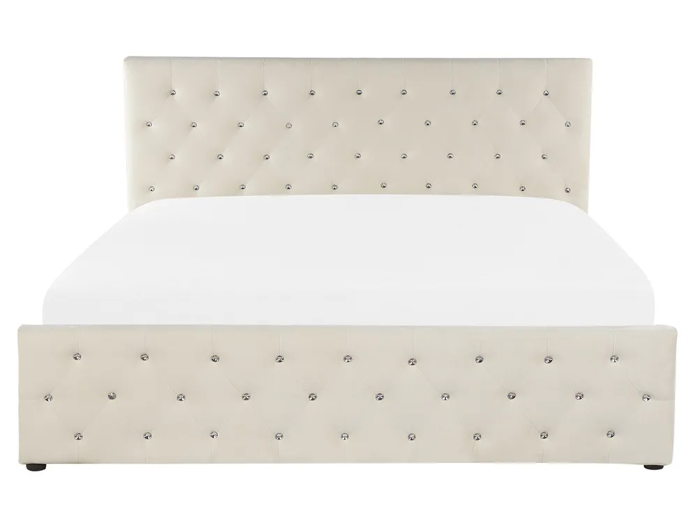 Ottoman Bed AMIENS Velvet Light Beige 160 x 200 cm (EU King Size)_791243