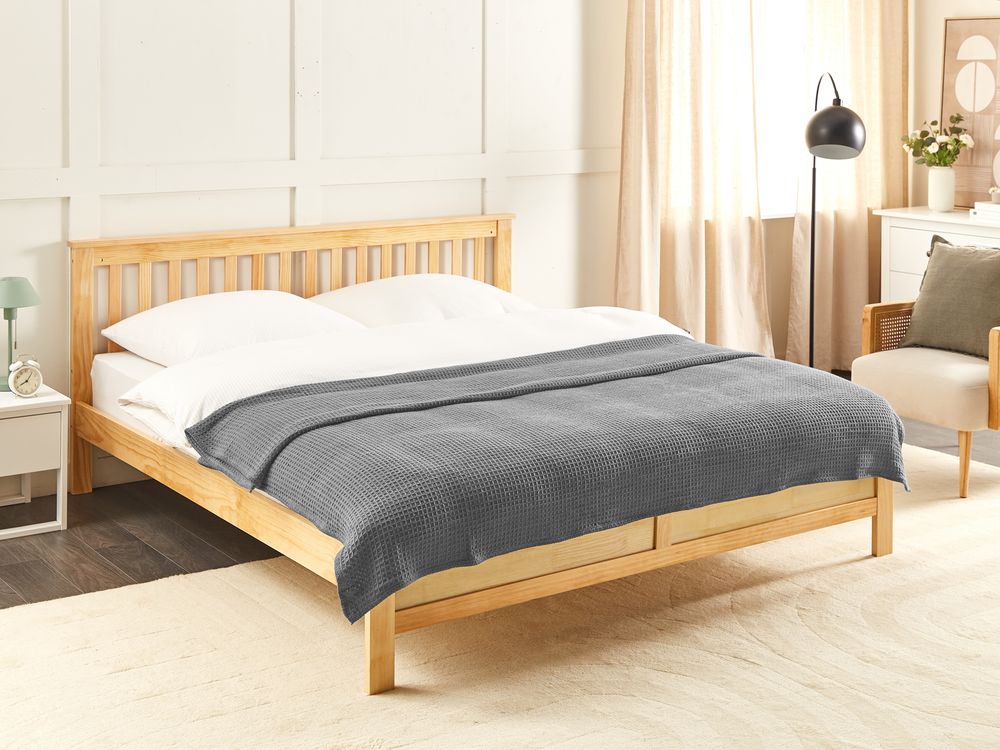 Přikrývka na postel RAGALA Bavlna 200 x 220 cm Tmavě šedá