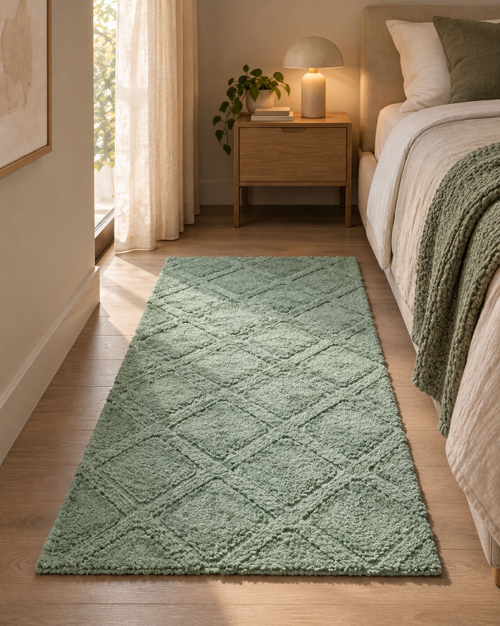 80 Diameter Rug Rug HATAY Light Green 80 x 150 cm Cotton | Beliani.co.uk