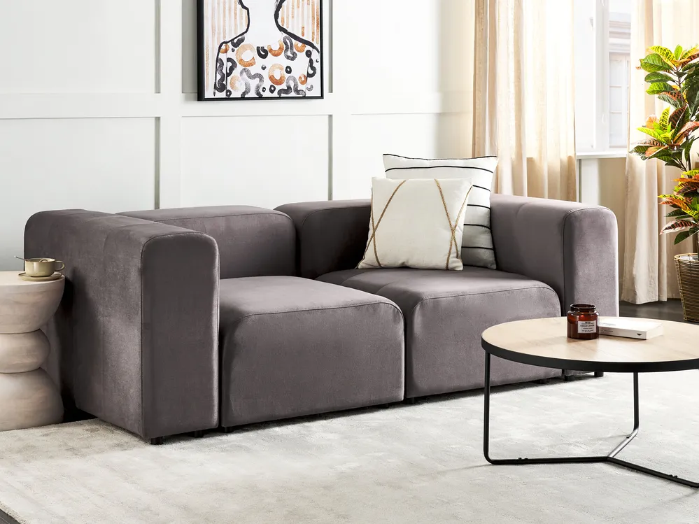 Sofa modułowa dla 2 osób FALSTERBO Welur Beżowoszary