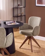 Set of 2 Dining Chairs Swivel JEAN Fabric Taupe_1125833