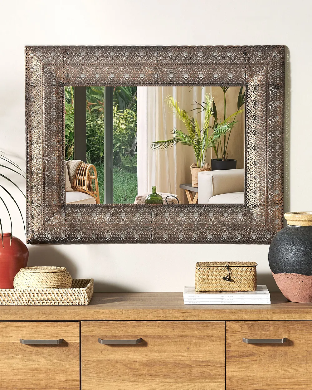 Wall Mirror DEHRADUN 69 cm 90 cm Metal Copper_1155023
