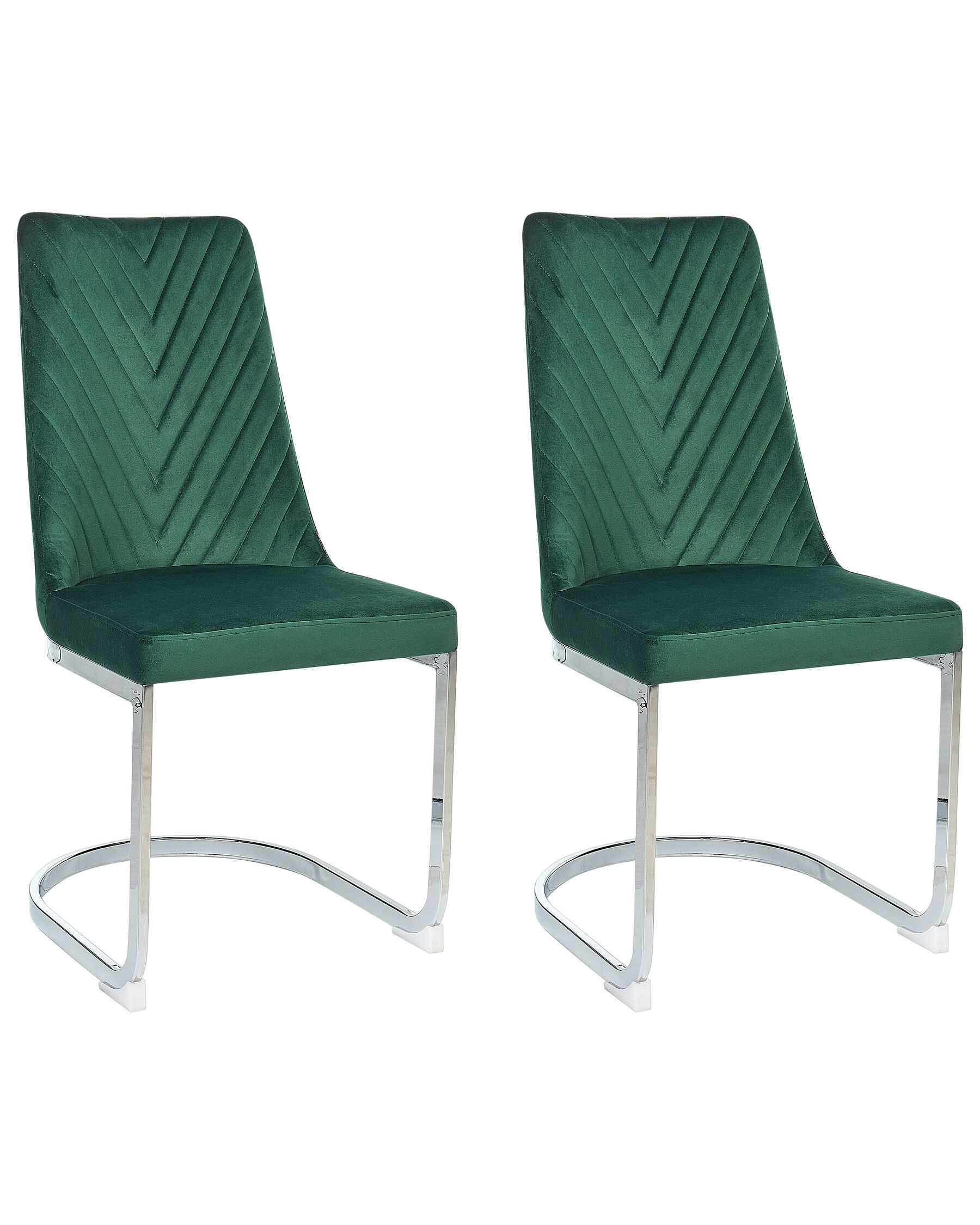 Sada 2 sametových zelených jídelních židlí ALTOONA_795757