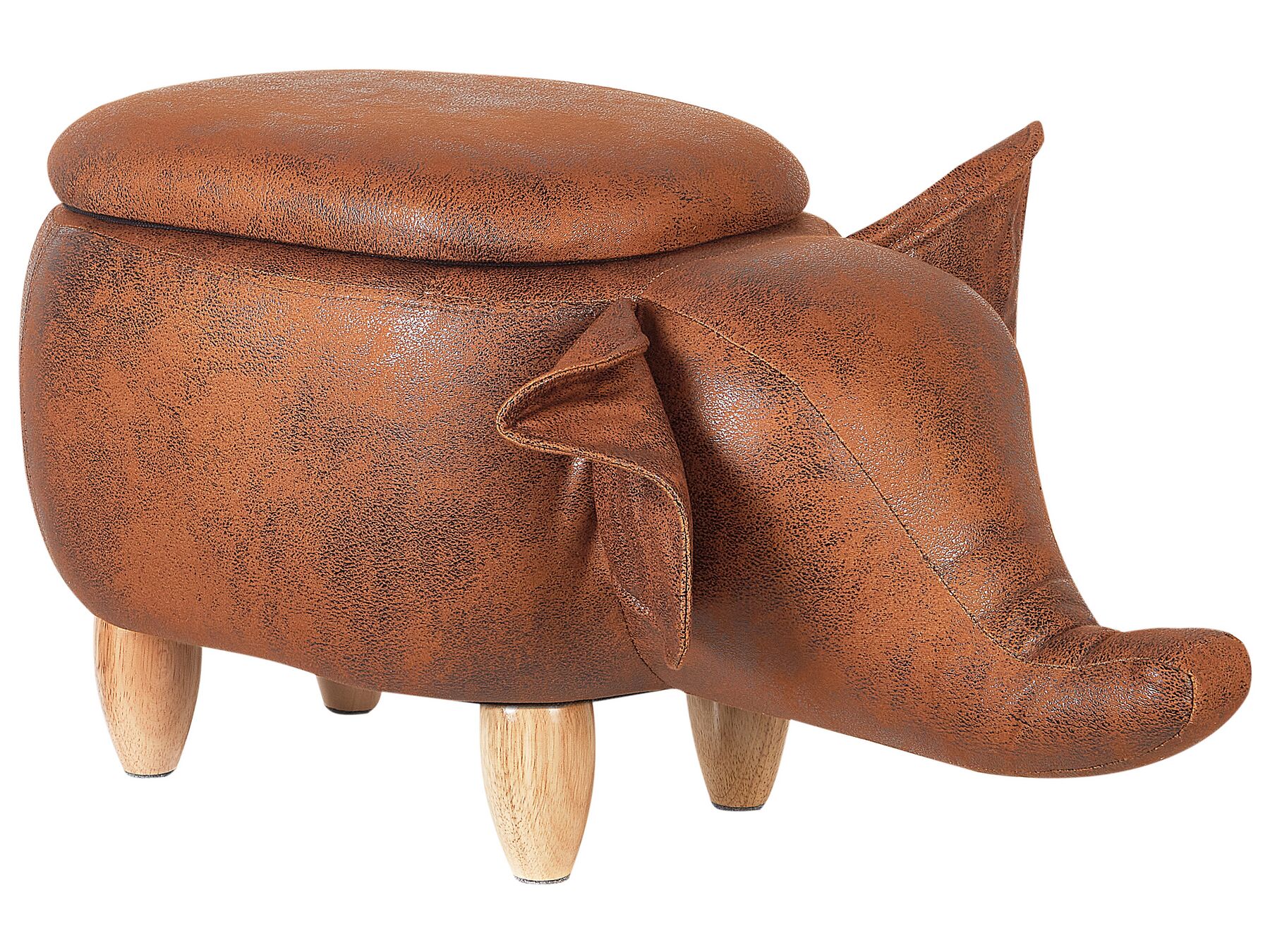 Tabouret enfant en cuir PU marron foncé ELEPHANT_934709