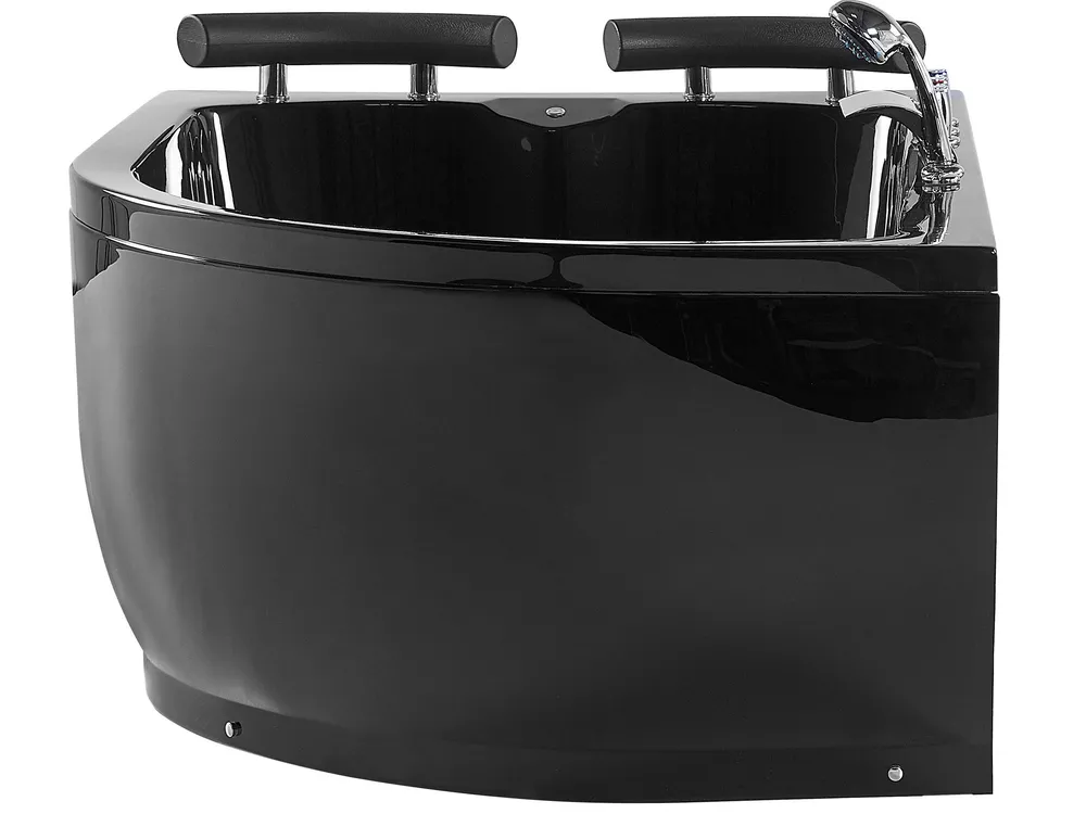 Wanna narożna z hydromasażem LED PARADISO 158 x 113 cm Czarny Prawostronny_780449