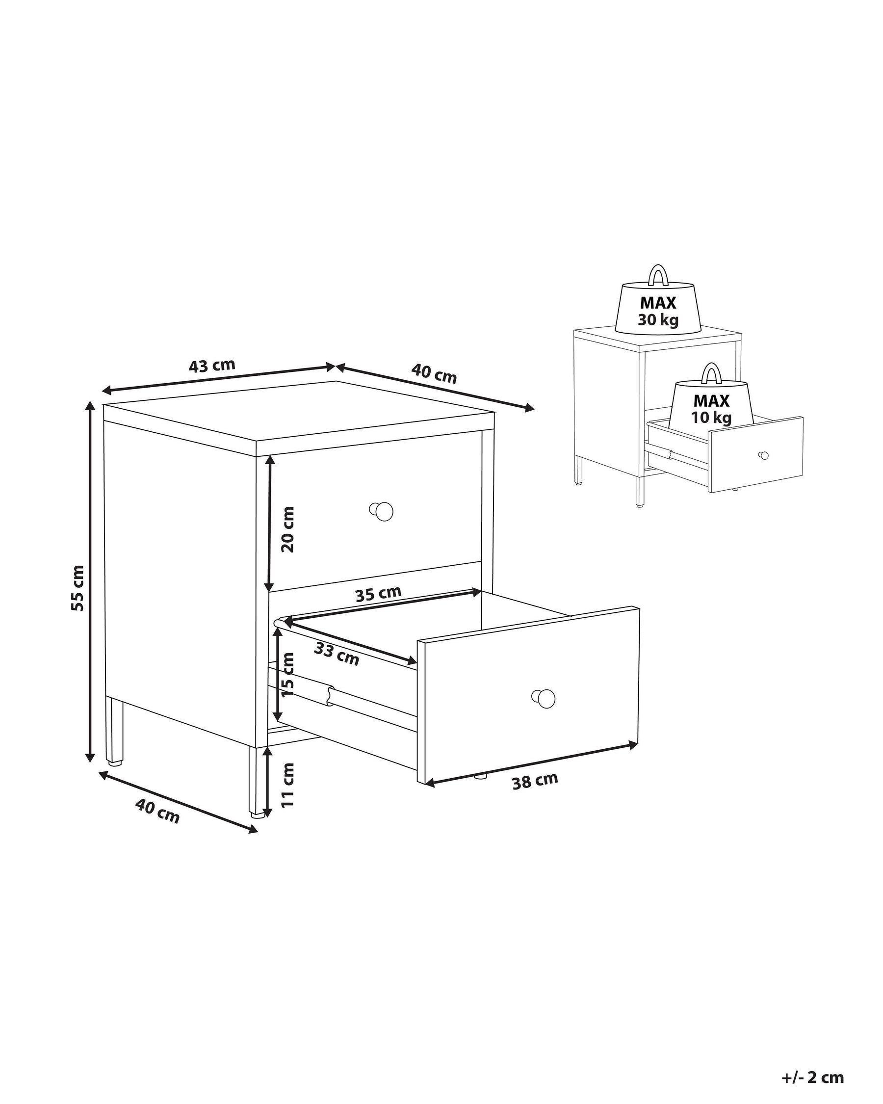 2 Drawer Steel Bedside Table Blue KYLEA_826252 2 Drawer Steel Bedside Table Blue KYLEA_826252