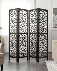4-panelowy parawan pokojowy PIANLARGO 163 cm 170 cm Czarny_874012