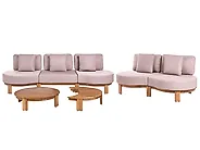 Sofa ogrodowa ze stolikiem dla 5 osób ARZELLO Drewno akacjowe Jasnobrązowy_1160347