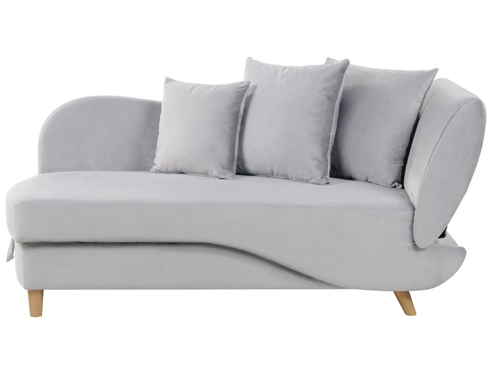 Right-Hand Chaise Longue MERI with Storage Velvet Light Grey