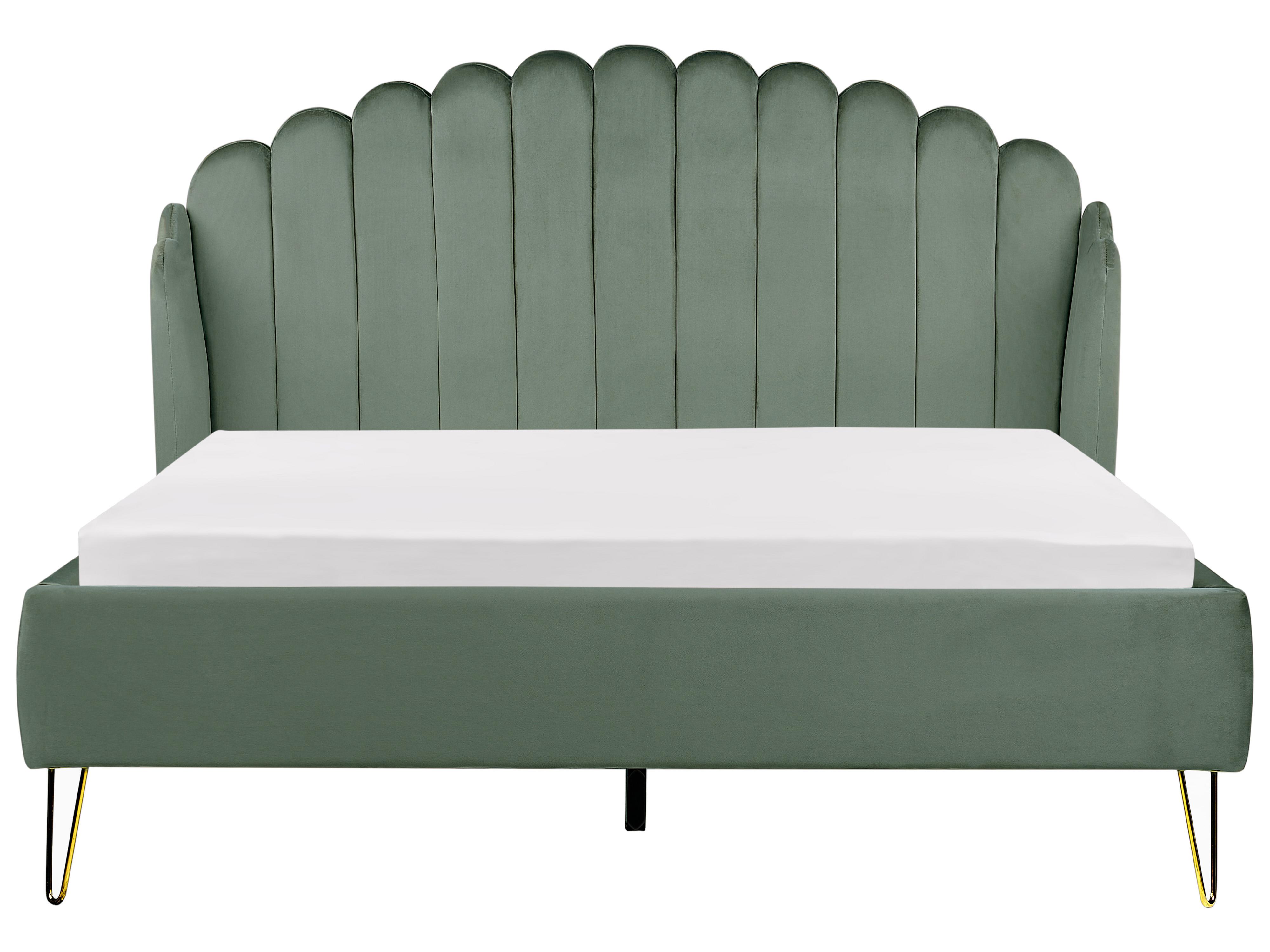 Bett mit Lattenrost Samtstoff AMBILLOU 160 x 200 cm Grün_902528