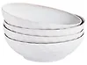 Set of 4 Deep Plates SESAME Stoneware Light Grey 18 cm