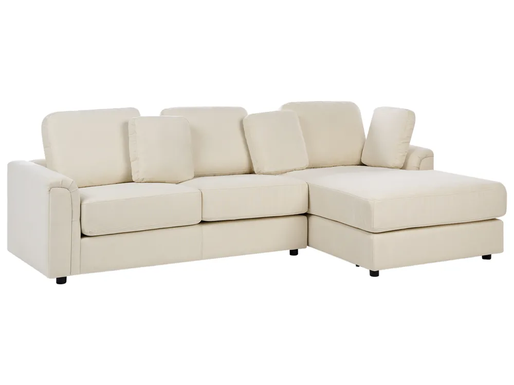Corner Sofa 4 Seater KOHLO with Ottoman Fabric Light Beige Left Hand_945078