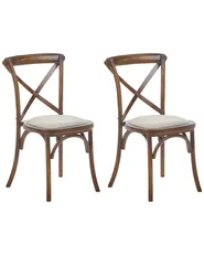 Set van 2 stoelen LYONS Hout Donkerbruin/beige_1095653