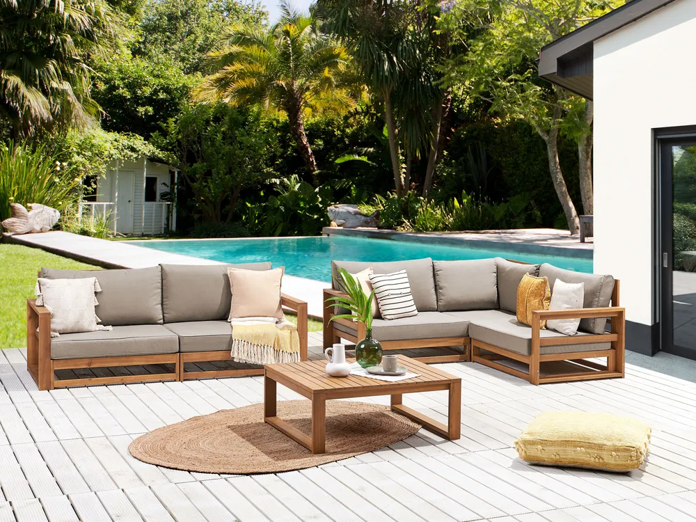 Garden Lounge Set with Table 4 Seater TIMOR Modular Certified Acacia Wood Light Brown_905731