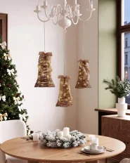 Zestaw 3 dekoracji świątecznych LED LUOSTO 43/38/32 cm Wzór świąteczny Brązowy_1179750