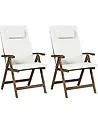 Set of 2 Garden Chairs with Cushions AMANTEA PREMIUM Acacia Wood Off-White