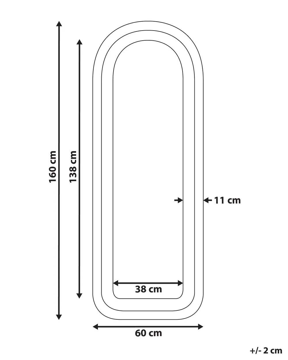 Lustro ścienne CULAN 60 cm 160 cm Welur Różowy_891944