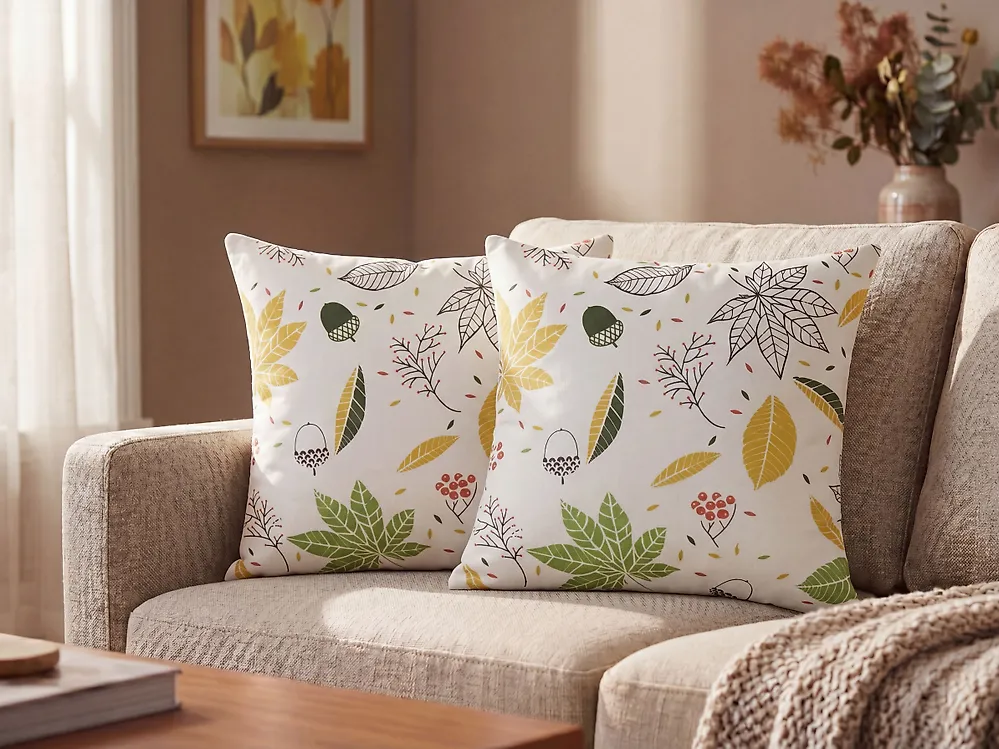Coussin MULLEIN 45 x 45 cm Velours Multicolore Motif de plante_1183518