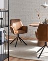 Set of 2 Dining Chairs Swivel WARNER Faux Suede Light Brown