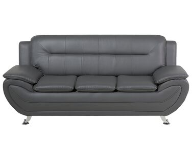 3-istuttava harmaa keinonahkainen sohva LEIRA