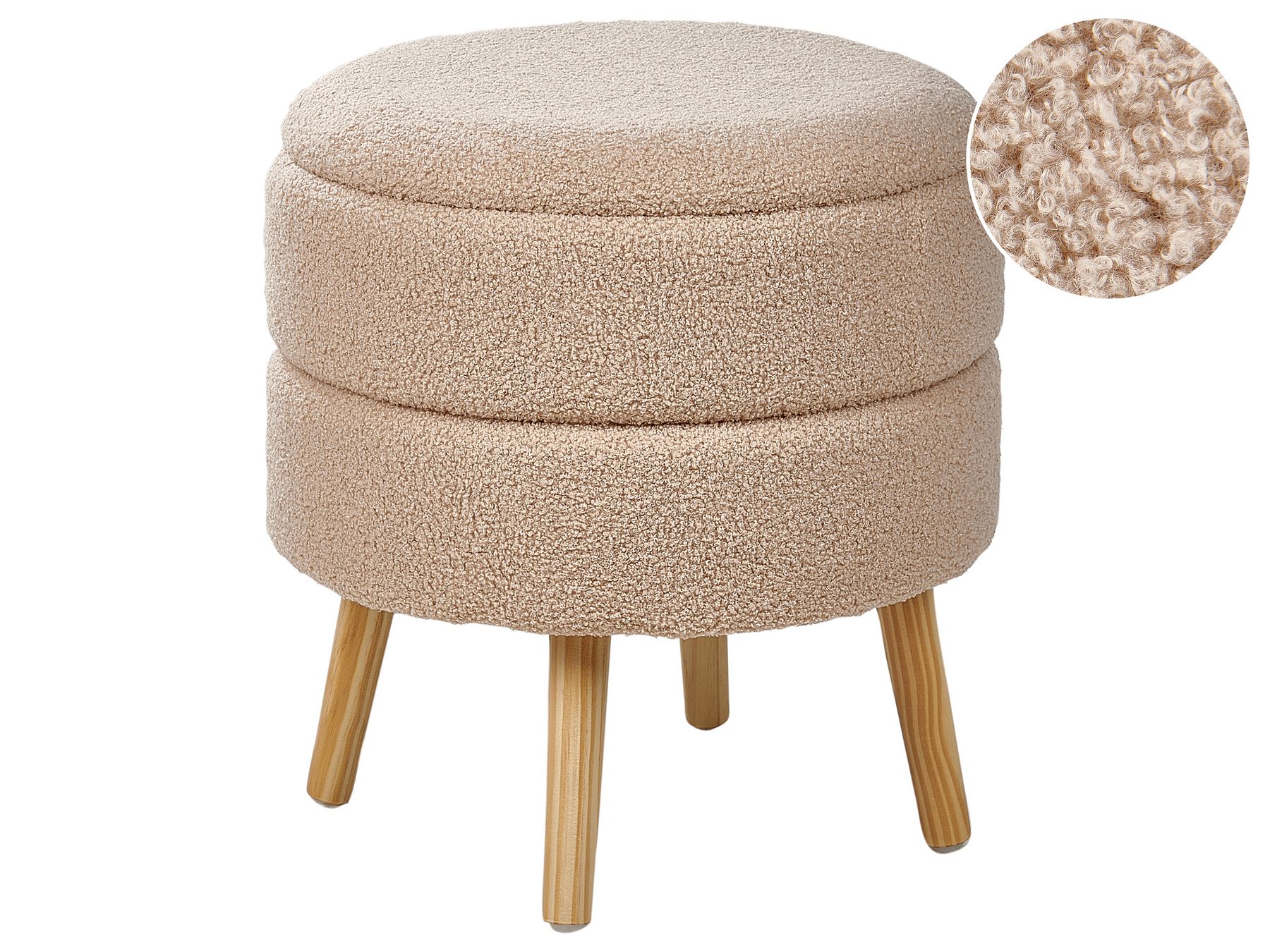 Förvaringspall bouclé beige OKATON_937613