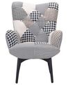 Wingback Chair with Footstool Patchwork Grey VEJLE_540465