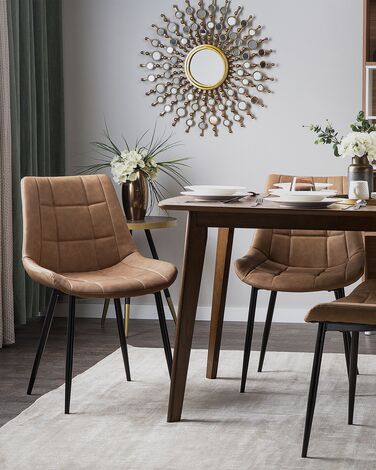 Set of 2 Faux Leather Dining Chairs Golden Brown MELROSE II