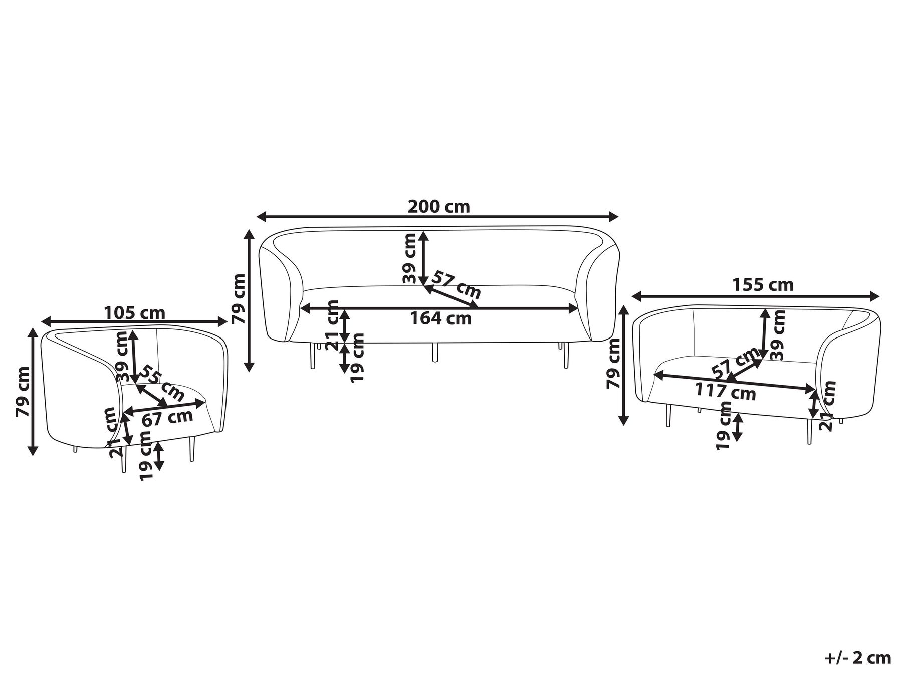Boucle Living Room Set White and Black LOEN_920408