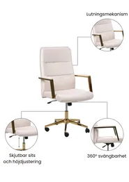 Kontorsfåtölj DEMURE Sammet Ljusbeige_1063330