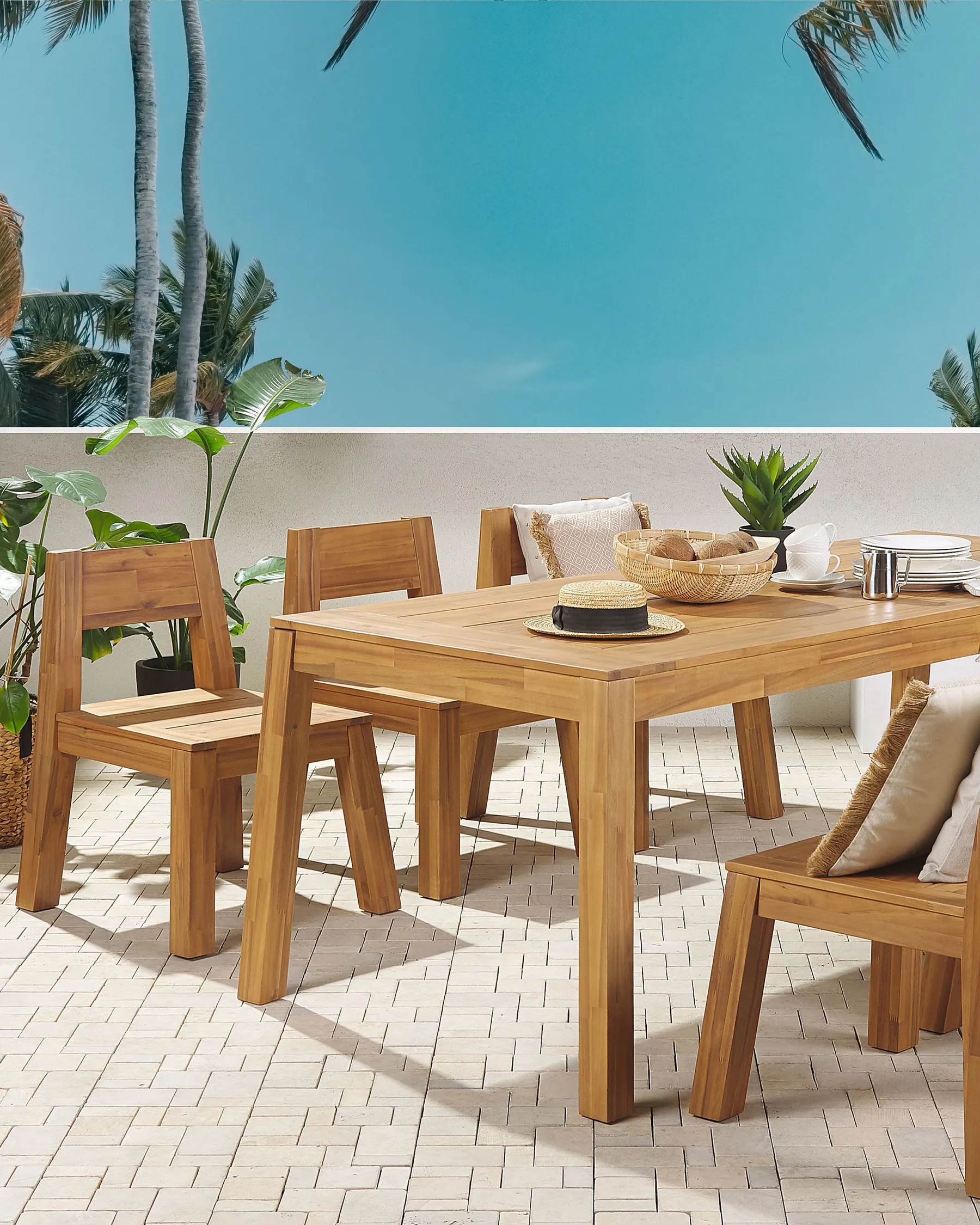 Set of 4 Garden Chairs LIVORNO Acacia Wood Brown_826022