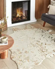 Tæppe af imiteret koskind BOGONG Lys Beige 150 x 200 cm_820355