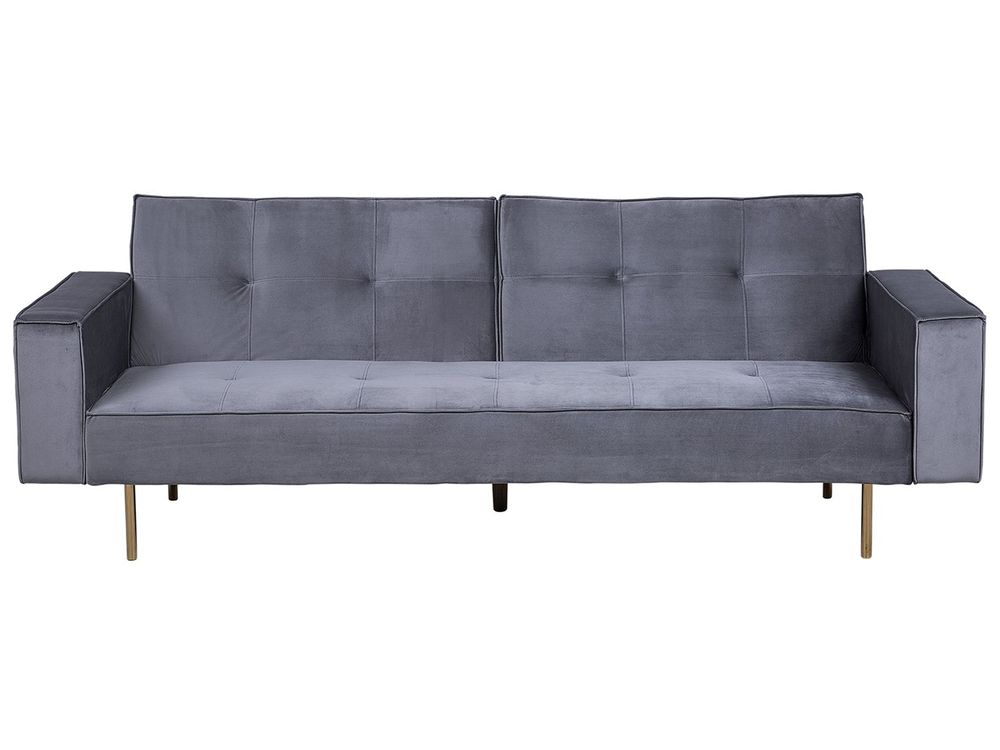 Sofá cama 3 plazas VISNES Terciopelo Gris