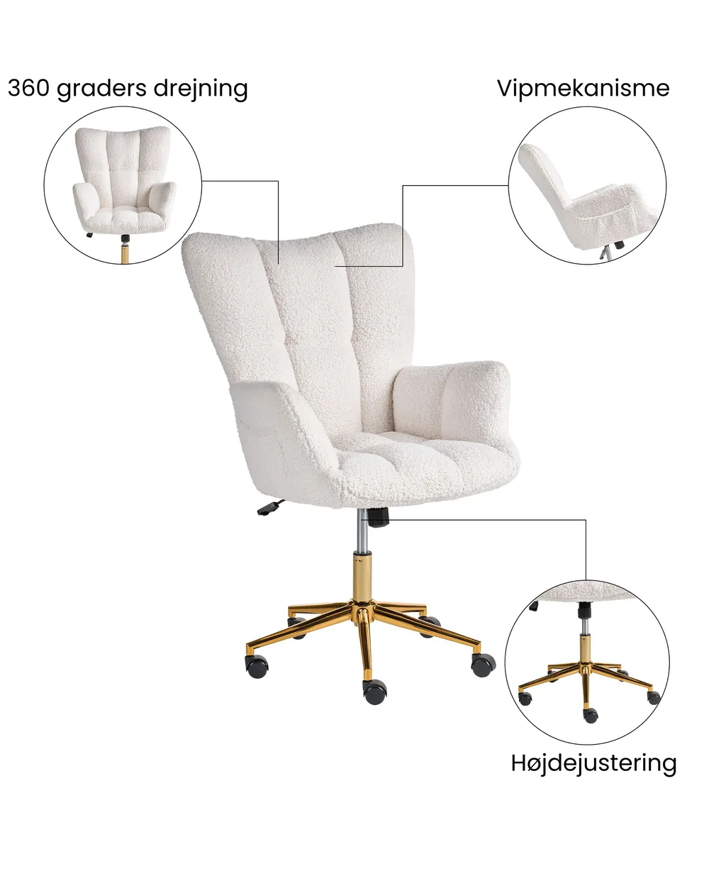 Kontorstol OULU Boucle Hvid_1065447