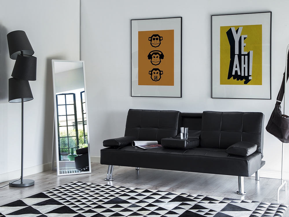 Black faux leather sofa bed shop