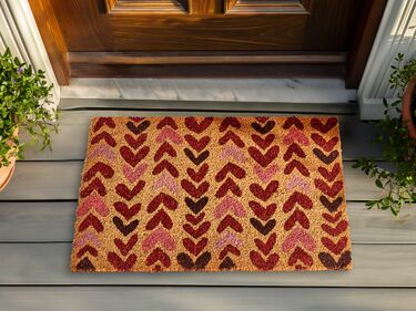 Coir Doormat Heart Motif Natural TIMOLAN