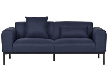 2 Seater Faux Linen Sofa Dark Blue MALMOS 