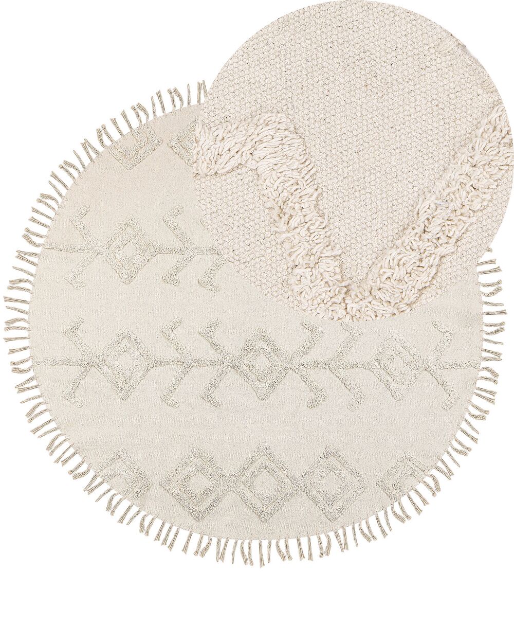 Vloerkleed HARRAN Lichtbeige ø 140 cm Katoen