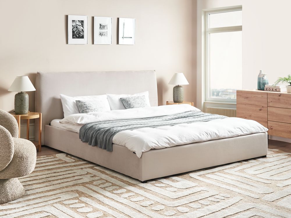 Cama de agua Terciopelo LAVAUR 180 x 200 cm Blanco crema