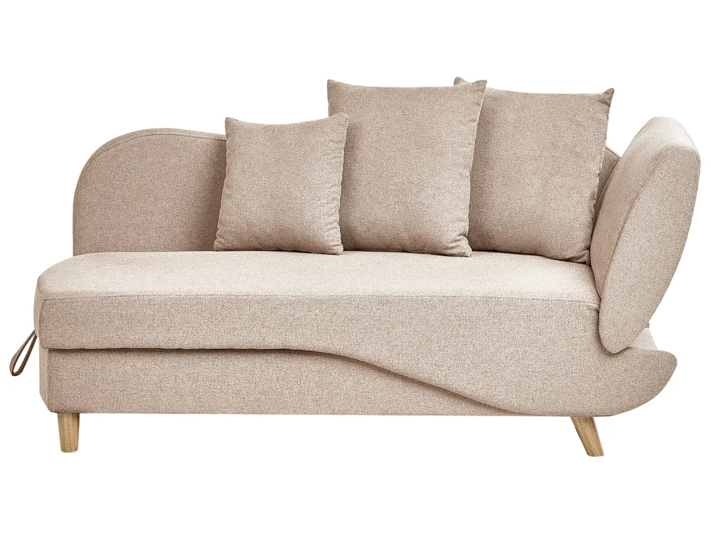 Rechtszijdige chaise longue MERI Kunstlinnen Lichtbruin met opbergruimte
