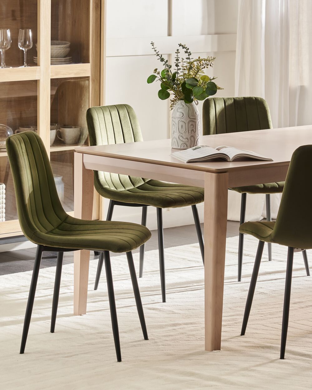 Set of 4 Velvet Dining Chairs Olive Green KALISPELL Beliani