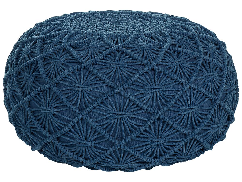 Pufe Macramé BERKANE Algodão Azul marinho