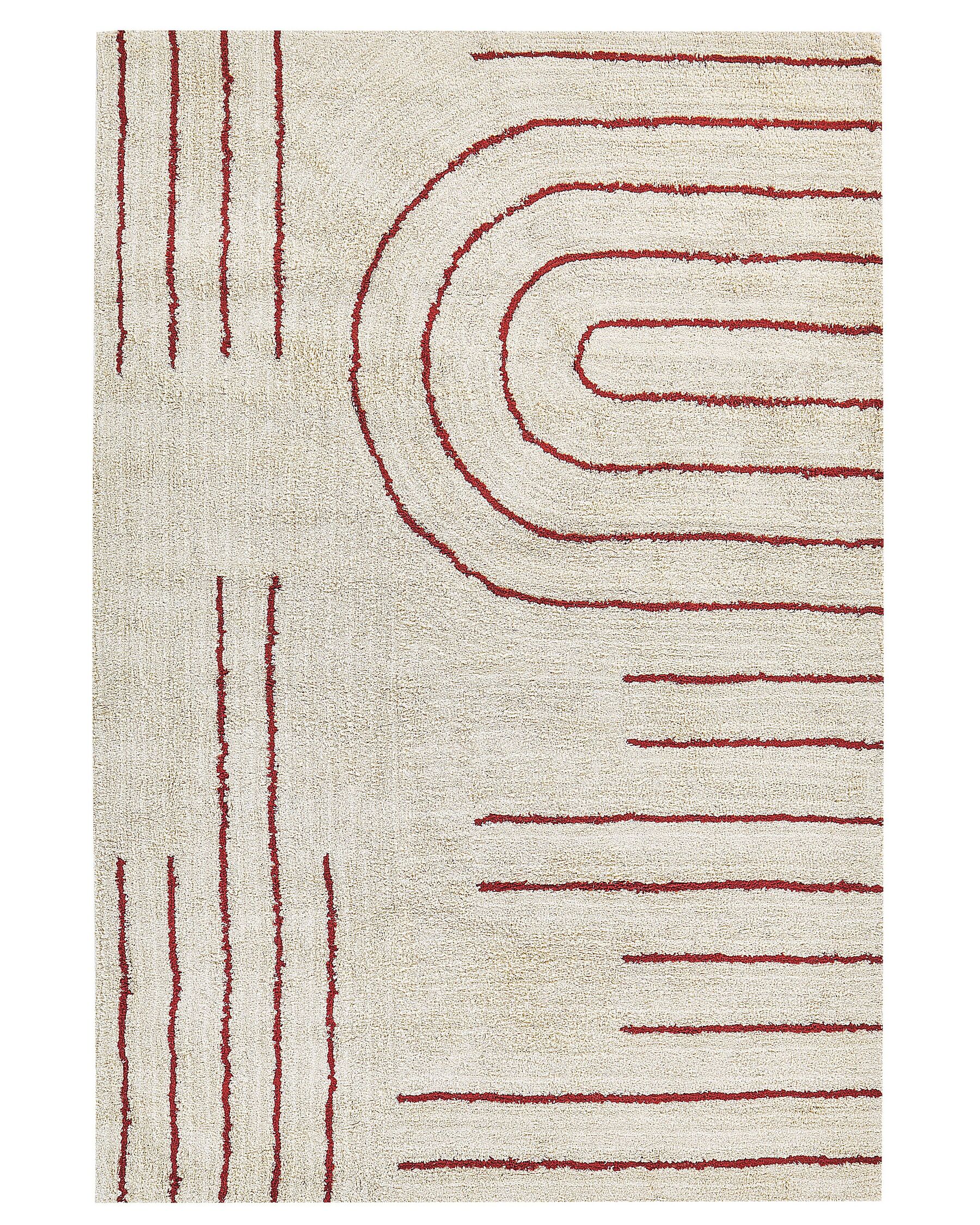 Bavlněný koberec 140 x 200 cm béžový/červený TIRUPATI_816821
