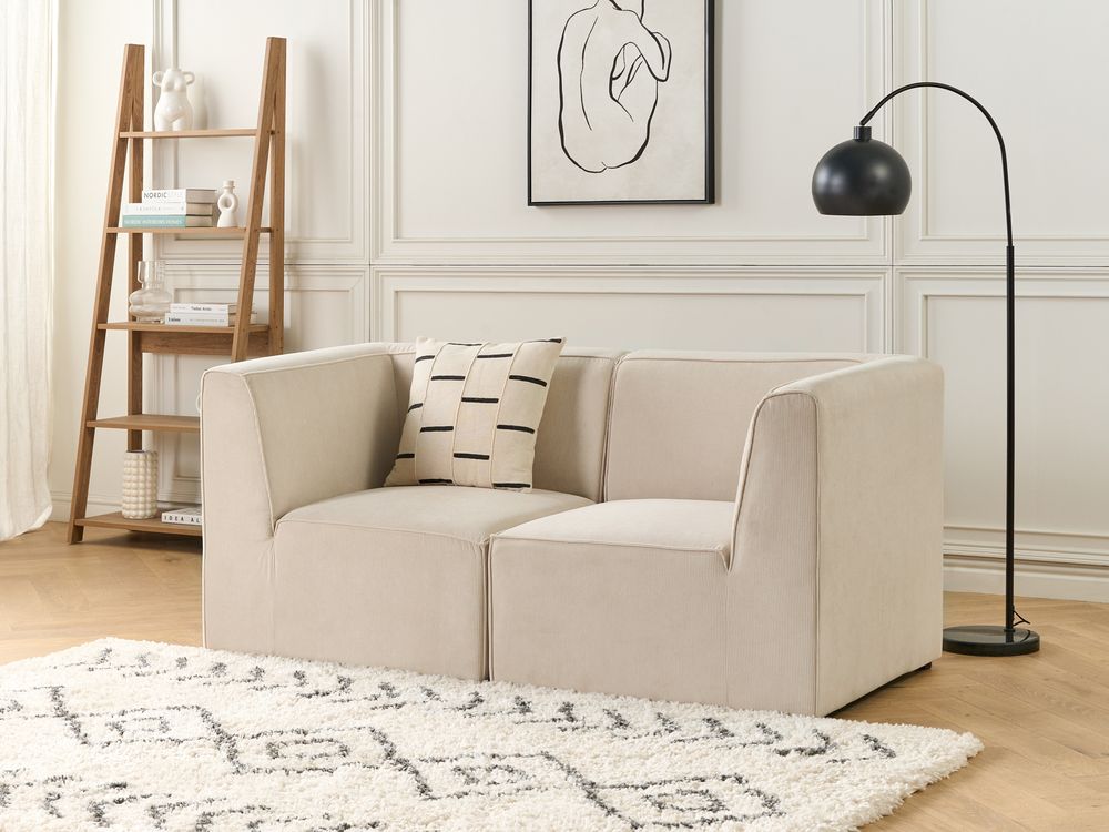 Modular Sofa 2 Seater LEMVIG Corduroy Light Beige