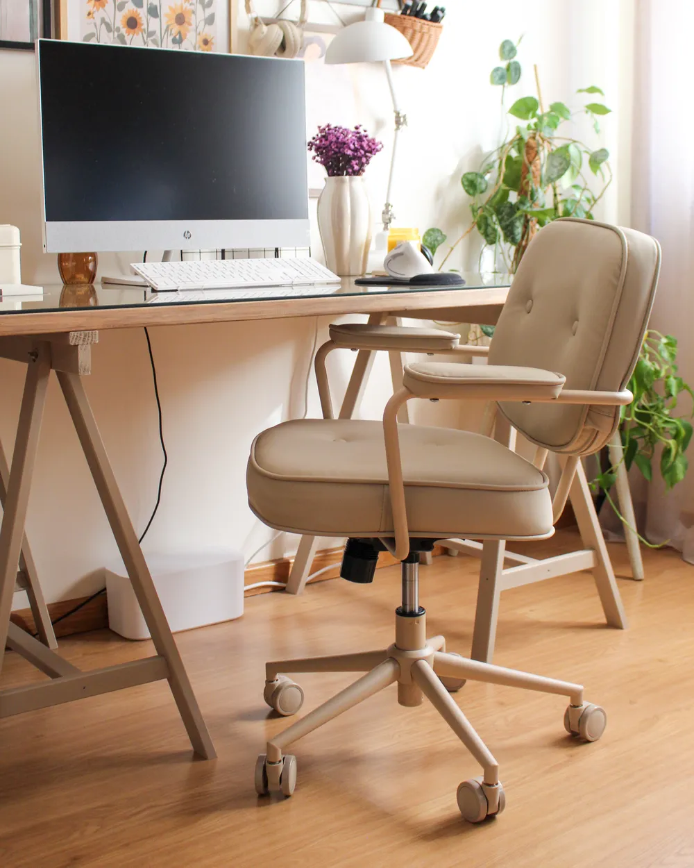 Desk Chair PARAMUS Faux Leather Beige_1036769