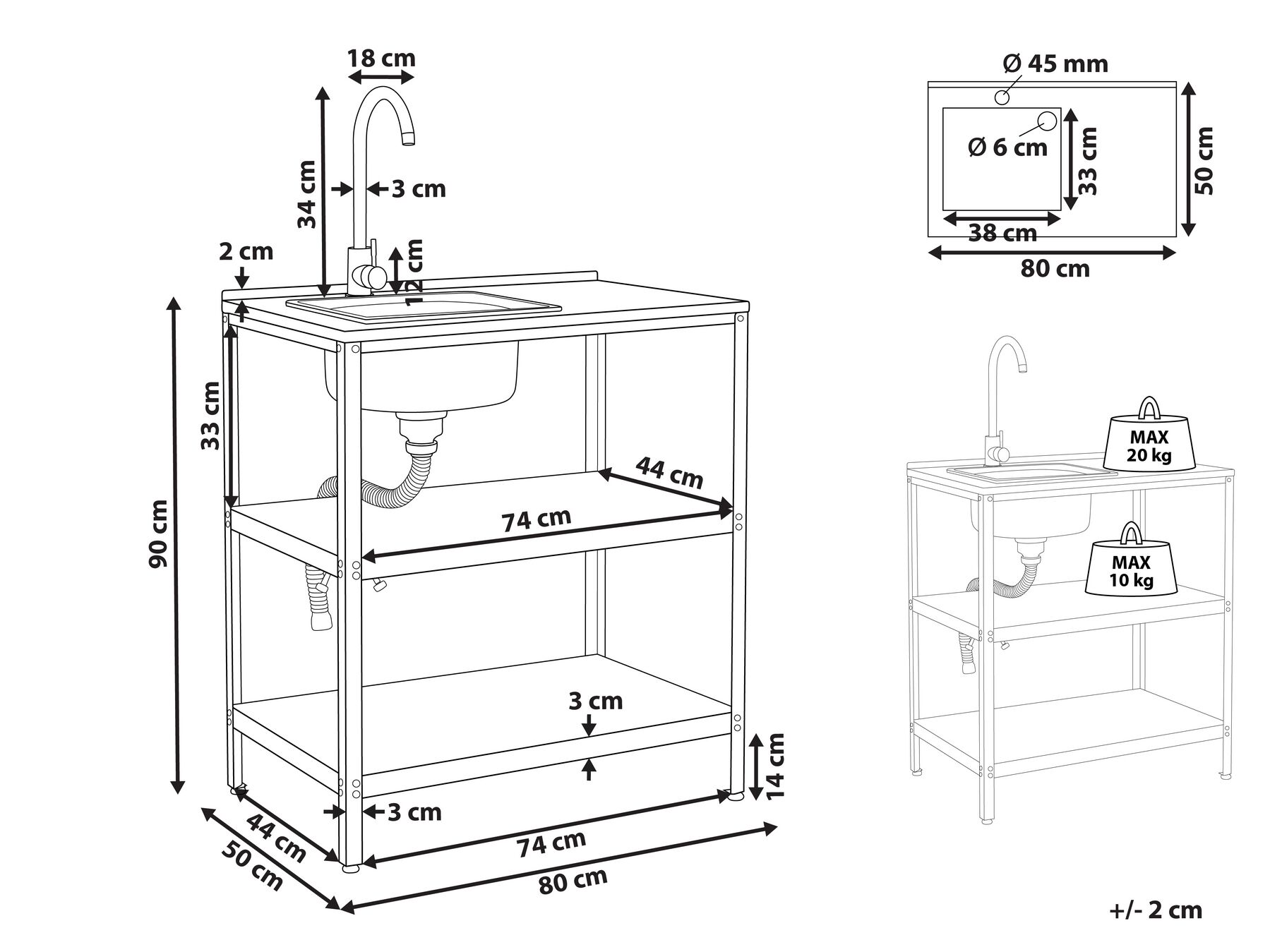 Садовый кухонный остров с мойкой черного цвета VILAMA_872435 Садовый кухонный остров с мойкой черного цвета VILAMA_872435